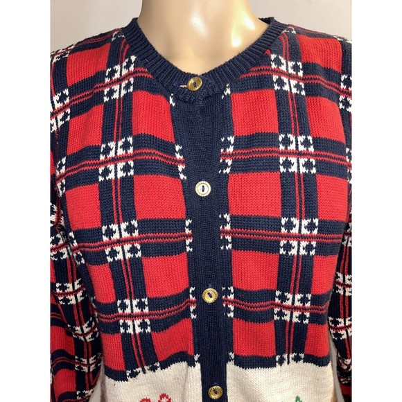 Vtg Sweater Loft 90s Christmas Ugly Vest Knit Cardigan Button Up Teddy Bear sz M - Picture 6 of 9